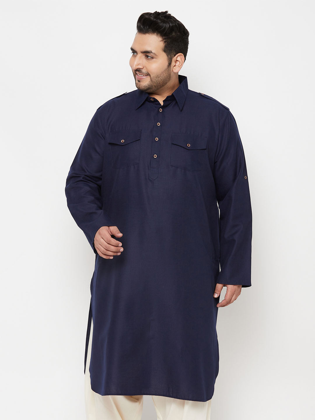 Men's Plus Size Blue Pathani Kurta