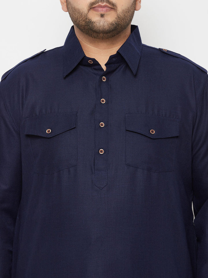 Men's Plus Size Blue Pathani Kurta