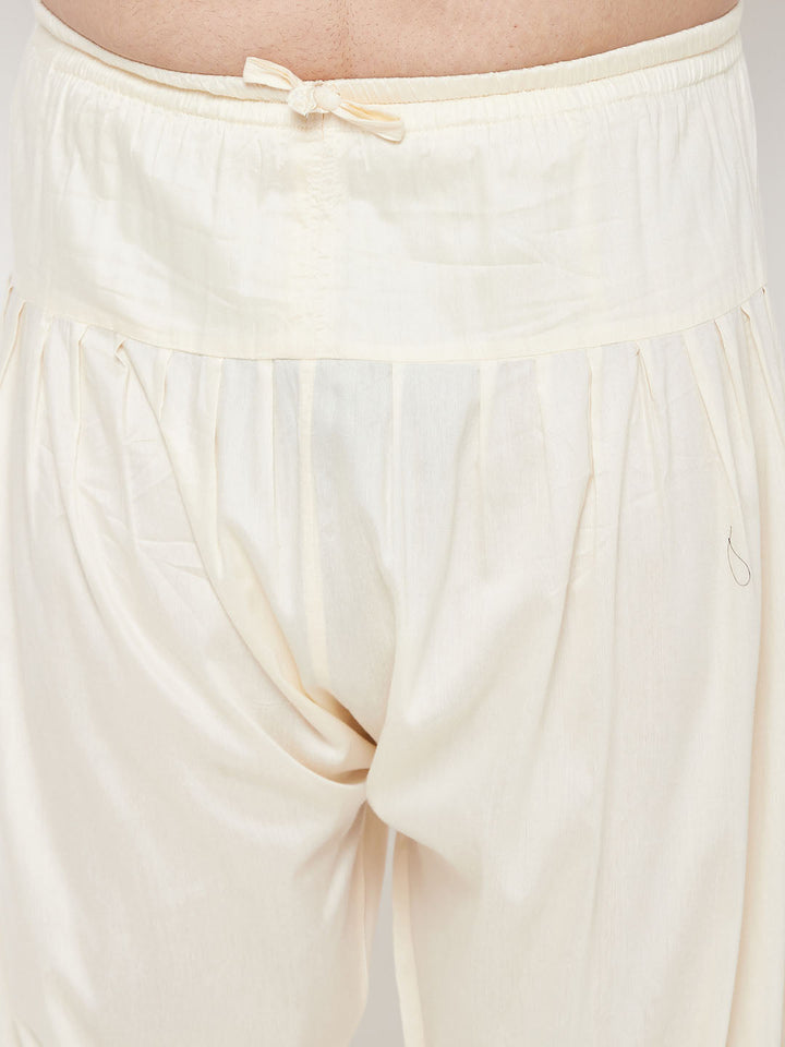 Men's Plus Size Cream Cotton Blend Pathani Set