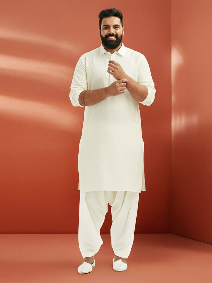 Men's Plus White Pathani Kurta