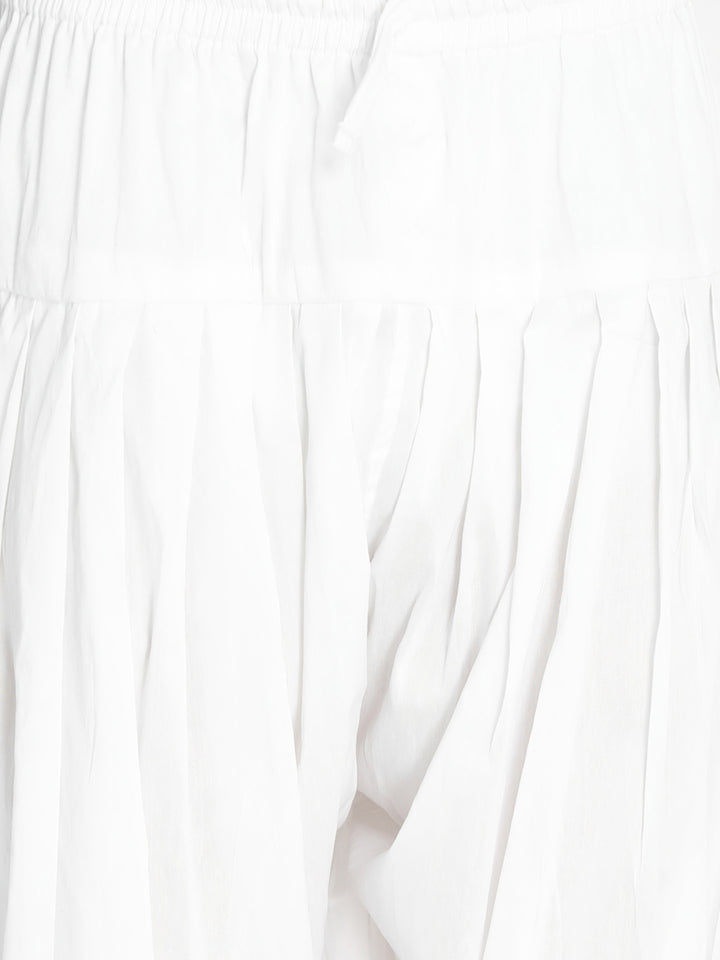 Men's White Viscose Kurta with Patiala Pant
