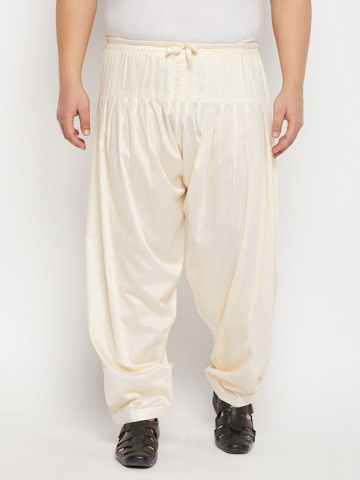 Men's Plus Size Cream Cotton Blend Patiala