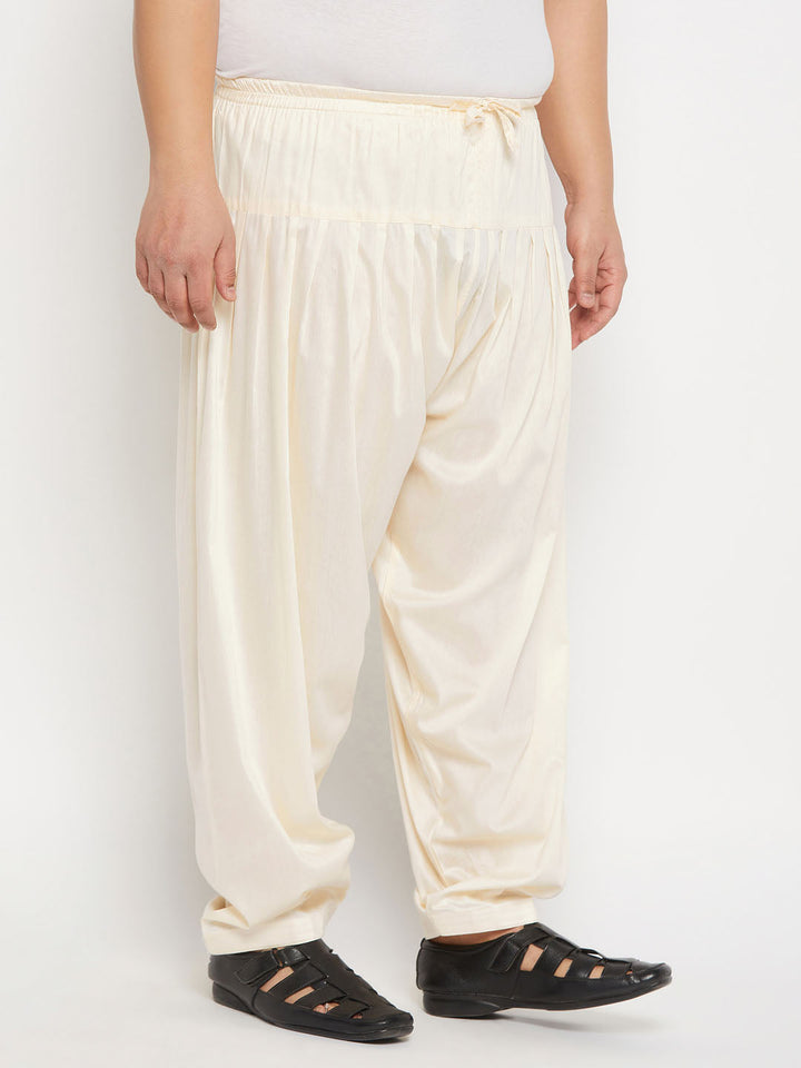 Men's Plus Size Cream Cotton Blend Patiala