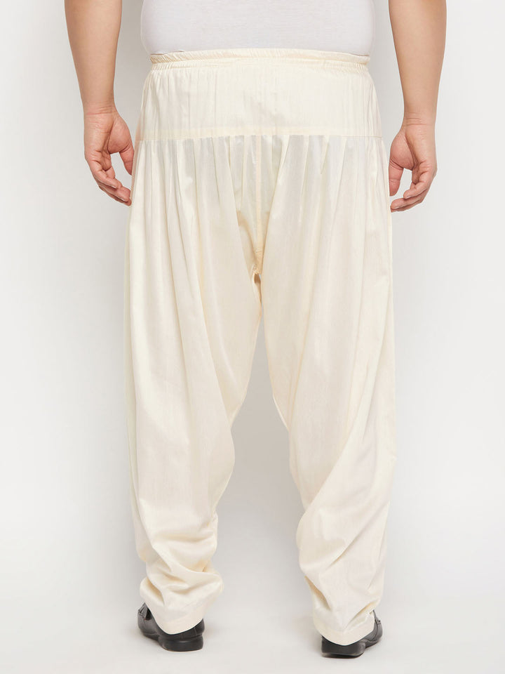 Men's Plus Size Cream Cotton Blend Patiala