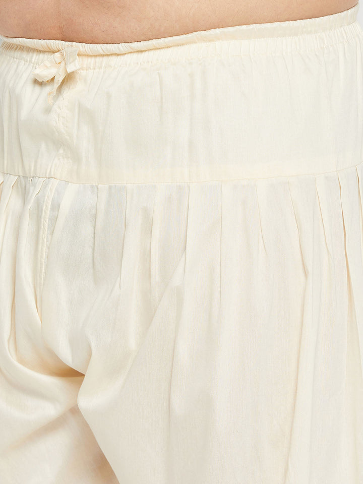 Men's Plus Size Cream Cotton Blend Patiala