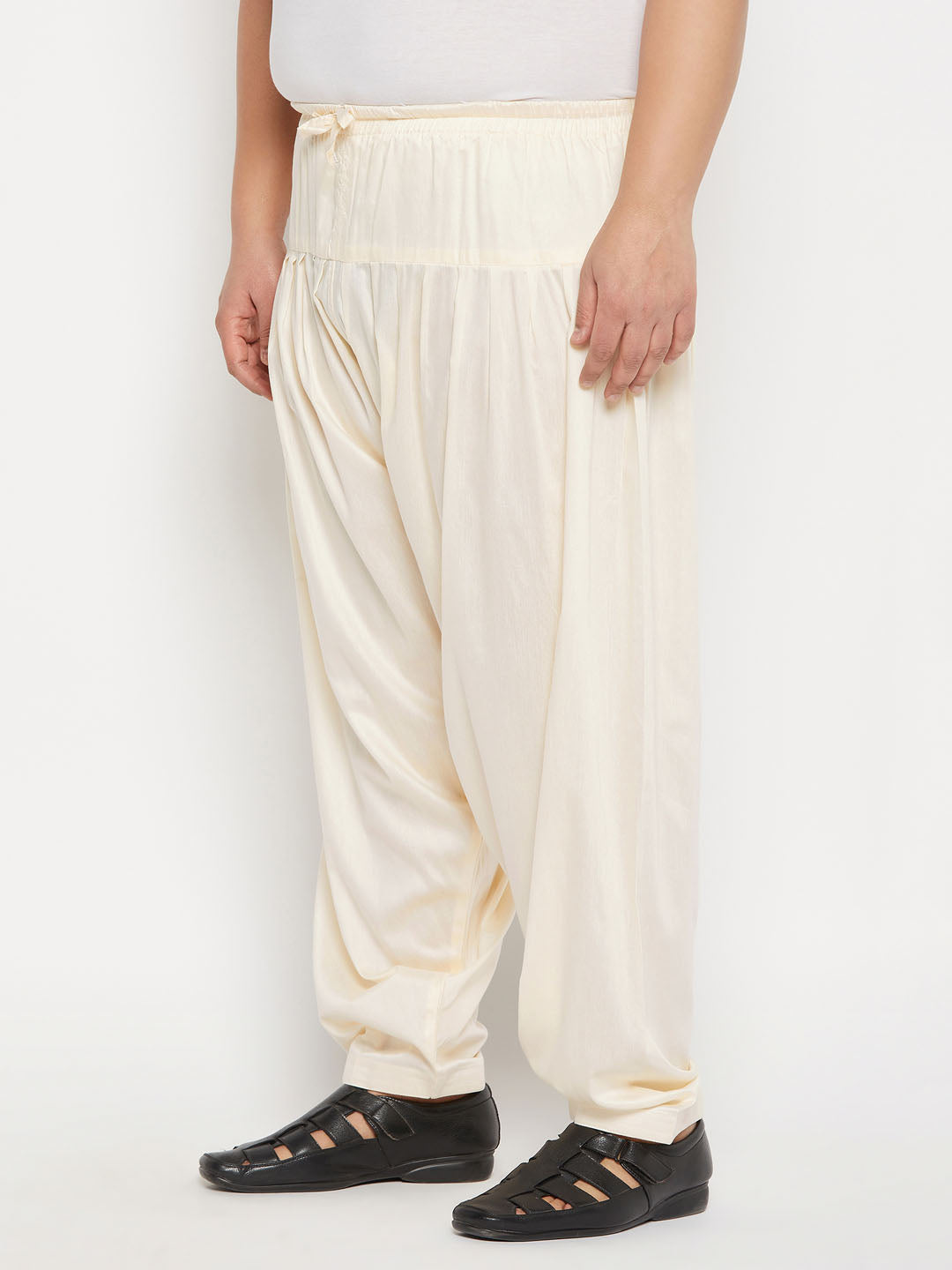 Men's Plus Size Cream Cotton Blend Patiala