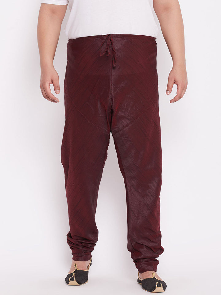 Vastramay Men's Plus Size Wine Silk Blend Pyjama