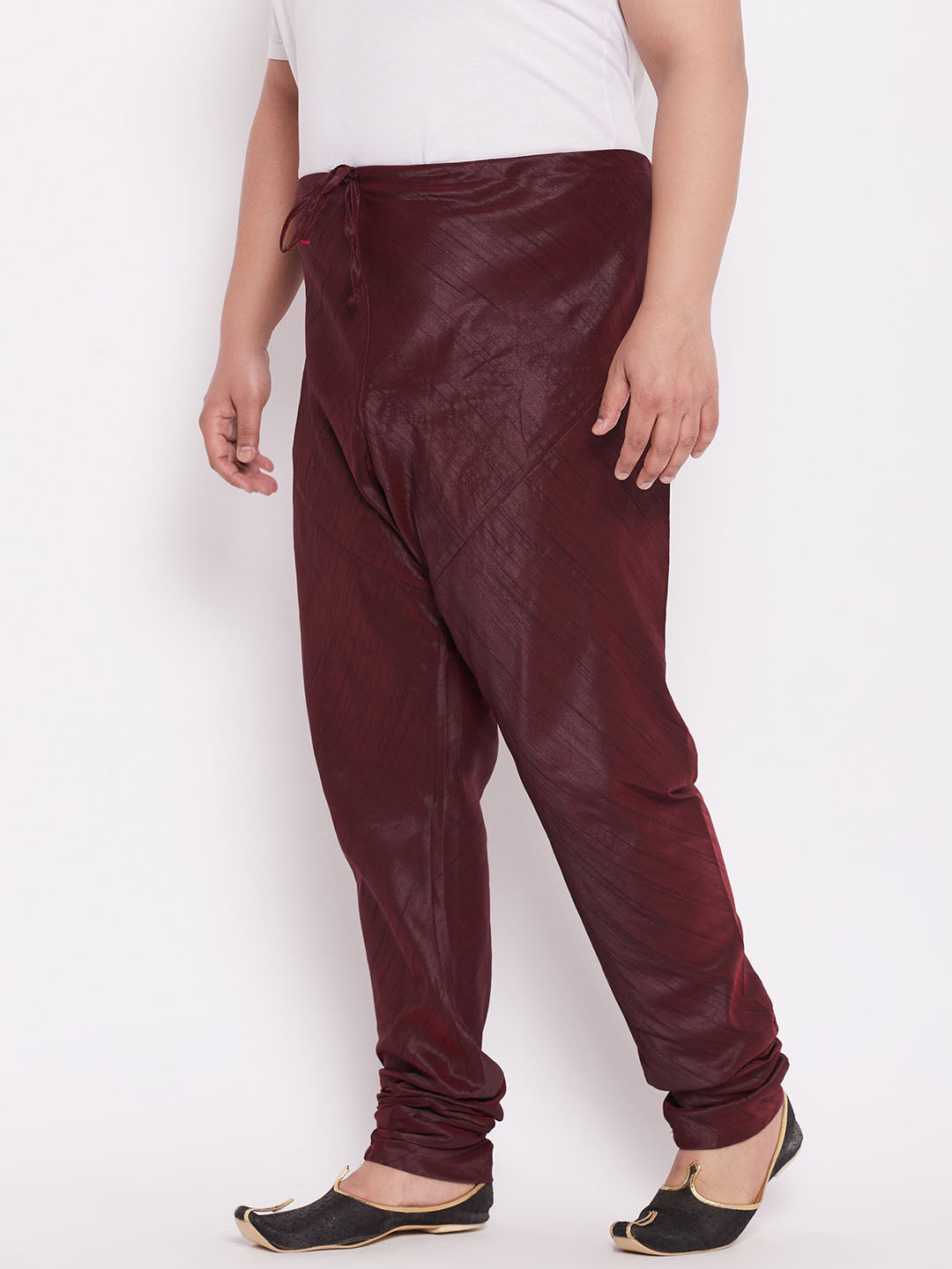 Vastramay Men's Plus Size Wine Silk Blend Pyjama