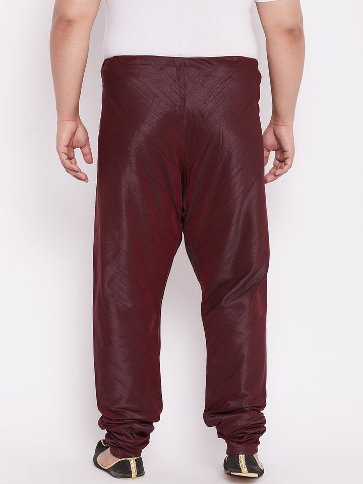 Vastramay Men's Plus Size Wine Silk Blend Pyjama