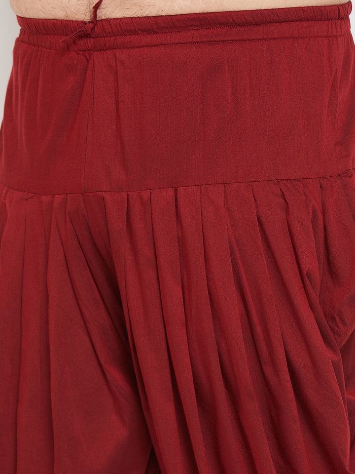 Men's Plus Size Black Silk Blend Curved Kurta Dhoti Set