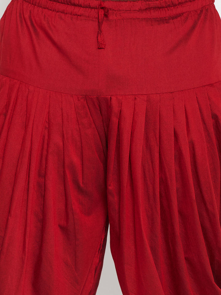 Men's Plus Size Orange Silk Blend Curved Kurta Dhoti Set