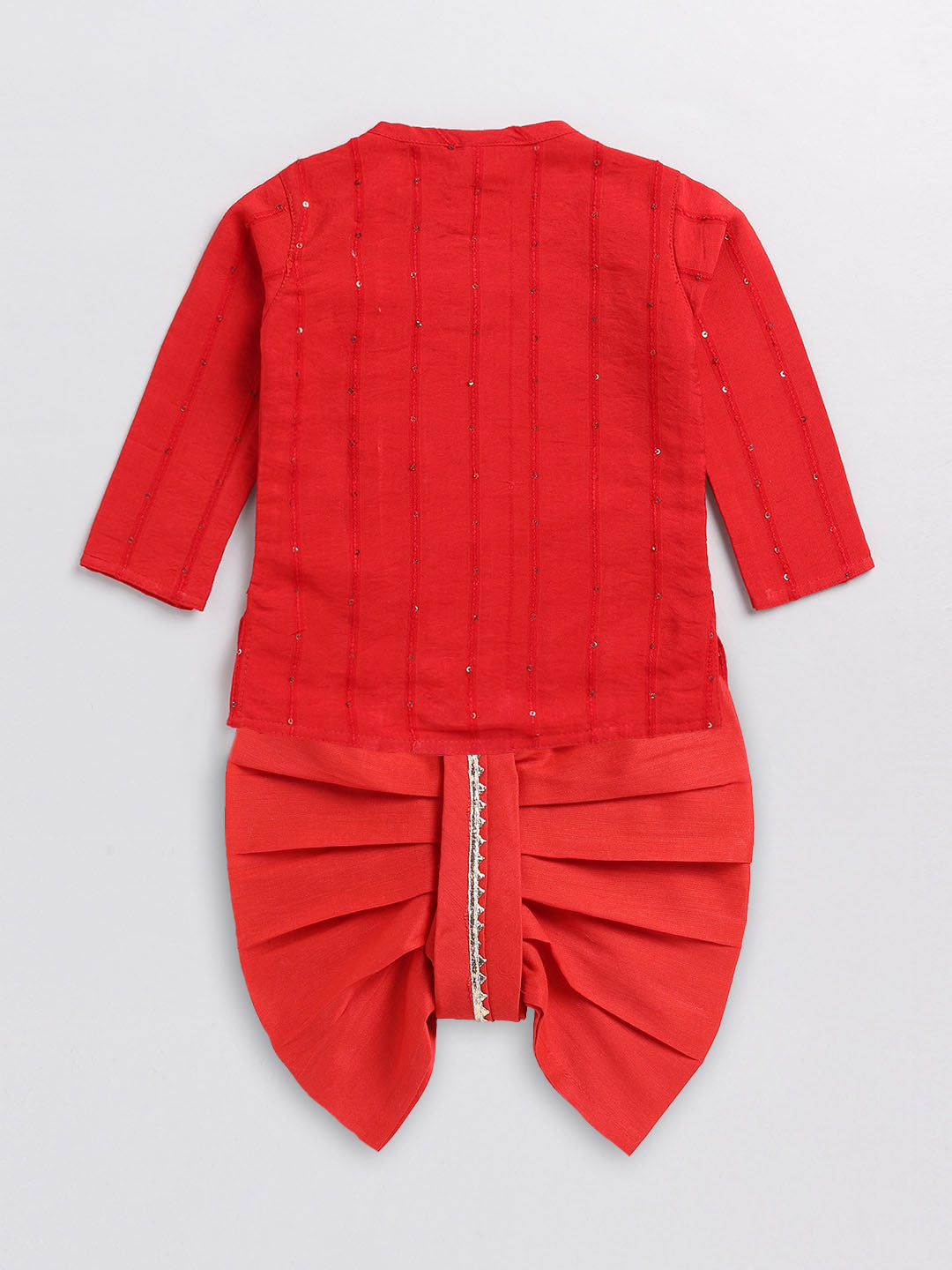 VASTRAMAY Boys Red Chanderi  Ethnic Combo Set - qivii