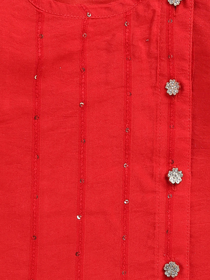VASTRAMAY Boys Red Chanderi  Ethnic Combo Set - qivii
