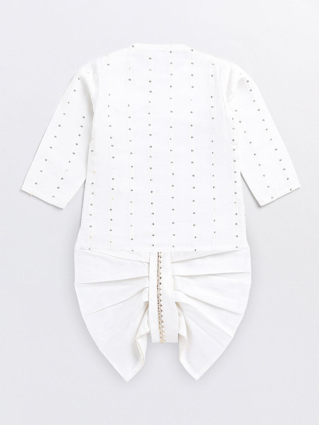 VASTRAMAY Boys White Chanderi  Ethnic Combo Set - qivii