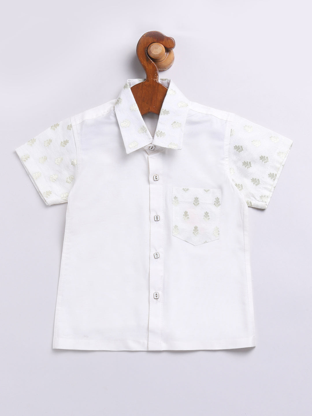 Vastramay Infant Boys White Viscose Shirt,Mundu And Dupatta Set. - qivii