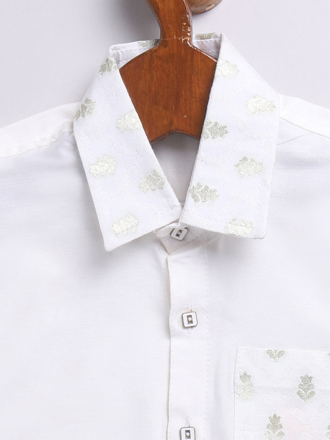 Vastramay Infant Boys White Viscose Shirt,Mundu And Dupatta Set. - qivii