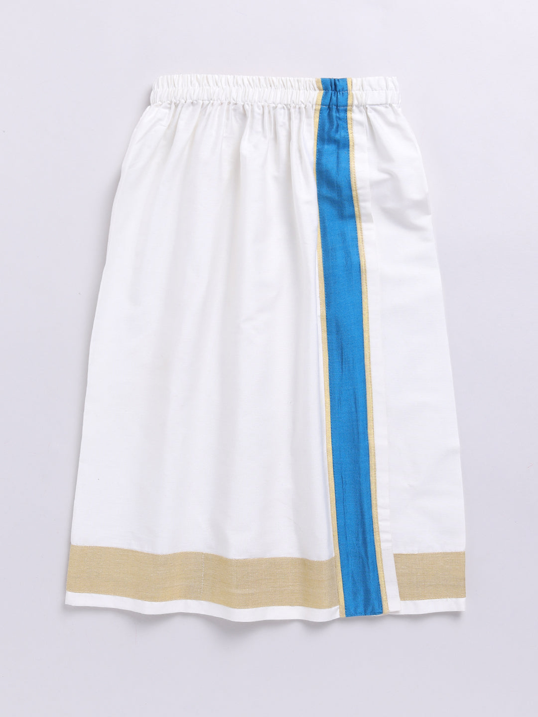 Vastramay Infant Boys Turquoise Viscose Shirt,Mundu And Dupatta Set. - qivii