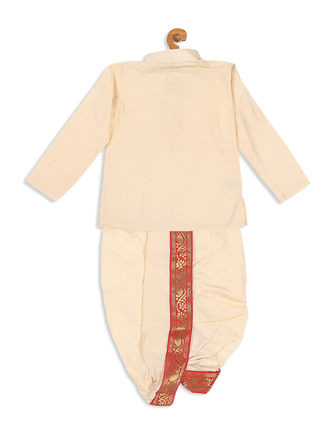 VASTRAMAY Boy's Gold-Toned Kurta with Dhoti Pants & With Dupatta - qivii