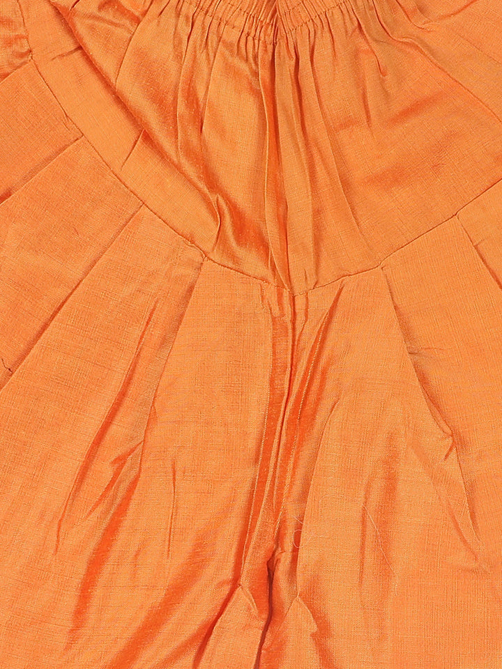 VASTRAMAY Boy's Green Embroidered Angrakha Mirror Work Kurta with Dhoti Pants - qivii