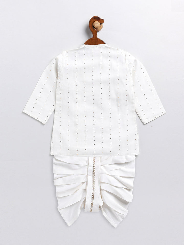 VASTRAMAY SISHU Boy's White Embellished Angrakha Kurta Dhoti Set - qivii