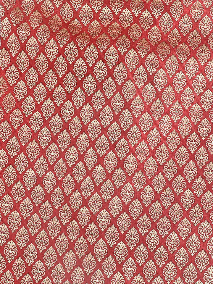 VASTRAMAY Boys Gold-Toned & Maroon Woven Design Nehru Jackets - qivii