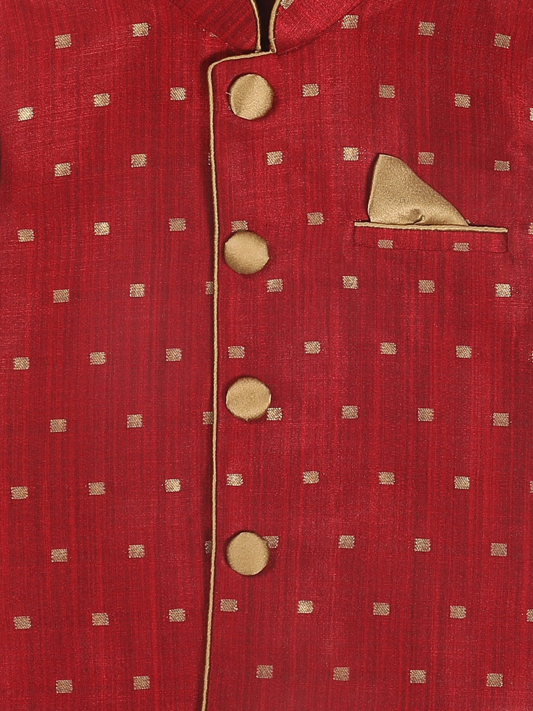 VASTRAMAY SISHU Boy's Navy Blue Kurta with Rose Gold Dhoti Pants & Maroon Nehru Jacket - qivii