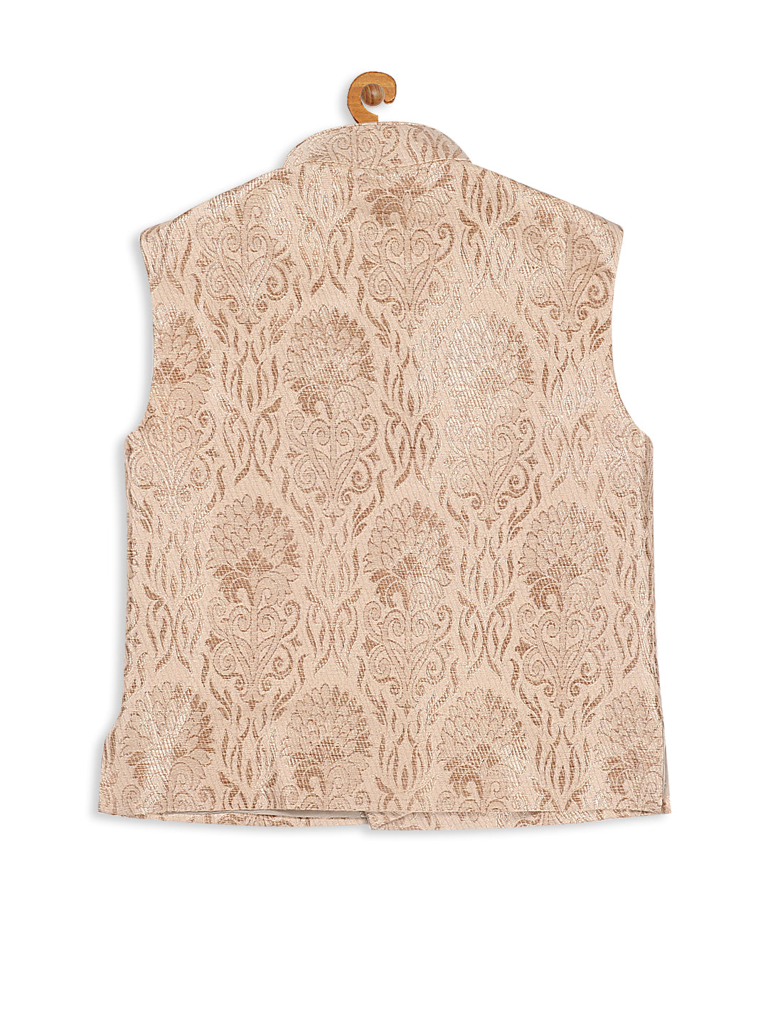 VASTRAMAY Boy's Rose Gold Silk Blend Nehru Jacket - qivii