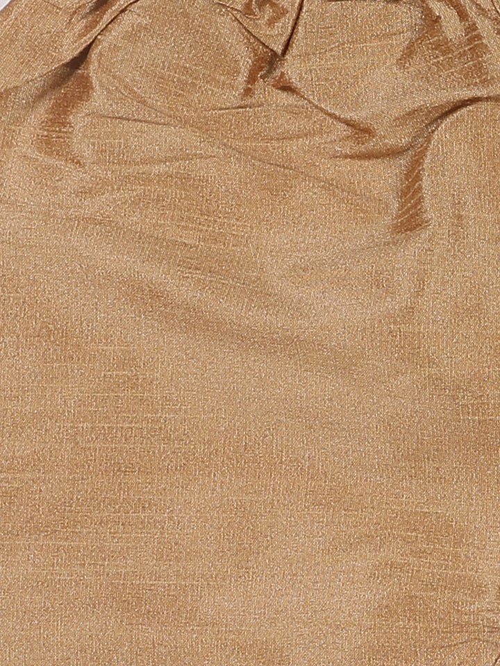 VASTRAMAY SISHU Boy's Maroon Ethnic Motifs Woven Design Kurta with Rose Gold Pyjama And Jacket - qivii