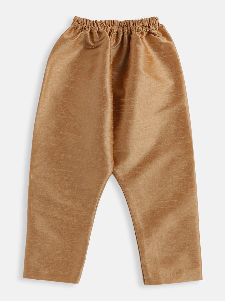 VASTRAMAY SISHU Boys Rose Gold Silk Blend Jacket, Kurta and Pyjama Set - qivii