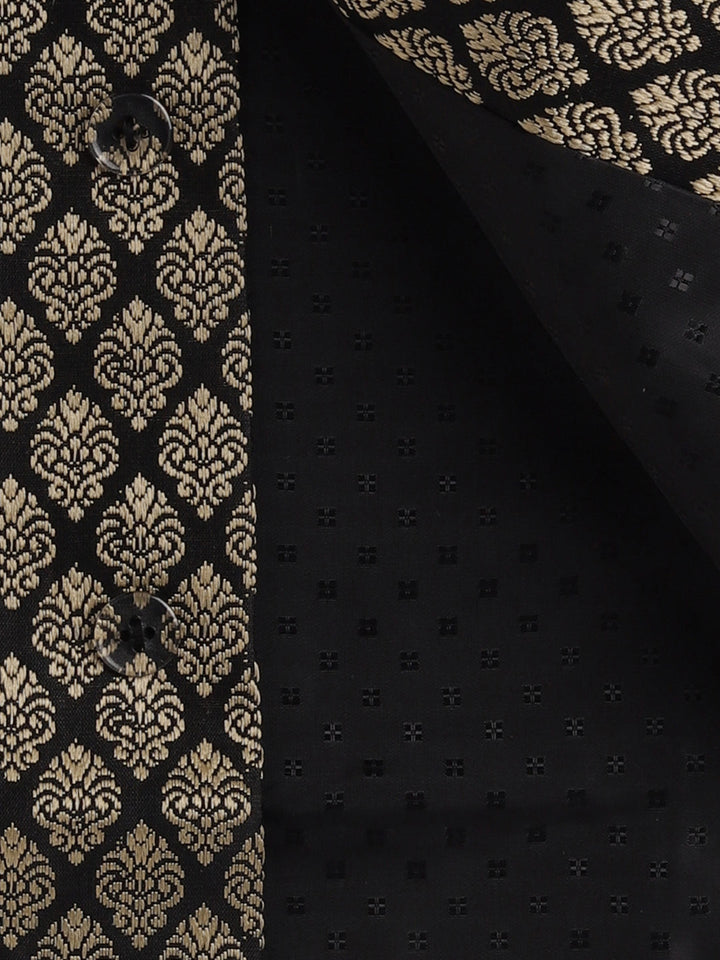 VASTRAMAY SISHU Boys Rose Gold Silk Blend Jacket, Kurta and Pyjama Set - qivii