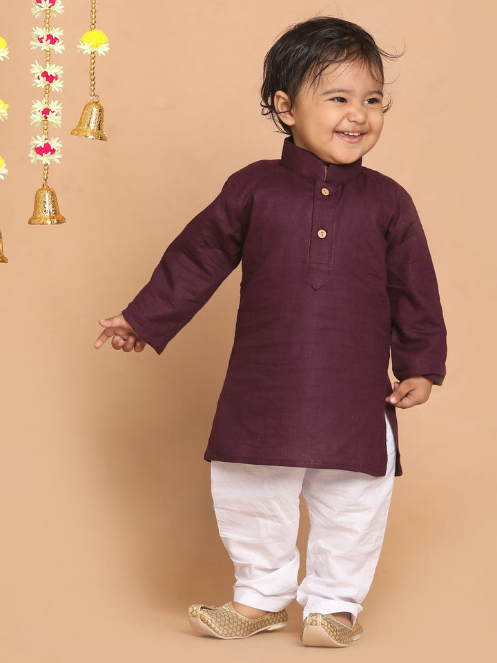 VASTRAMAY Boy's Purple Kurta - qivii