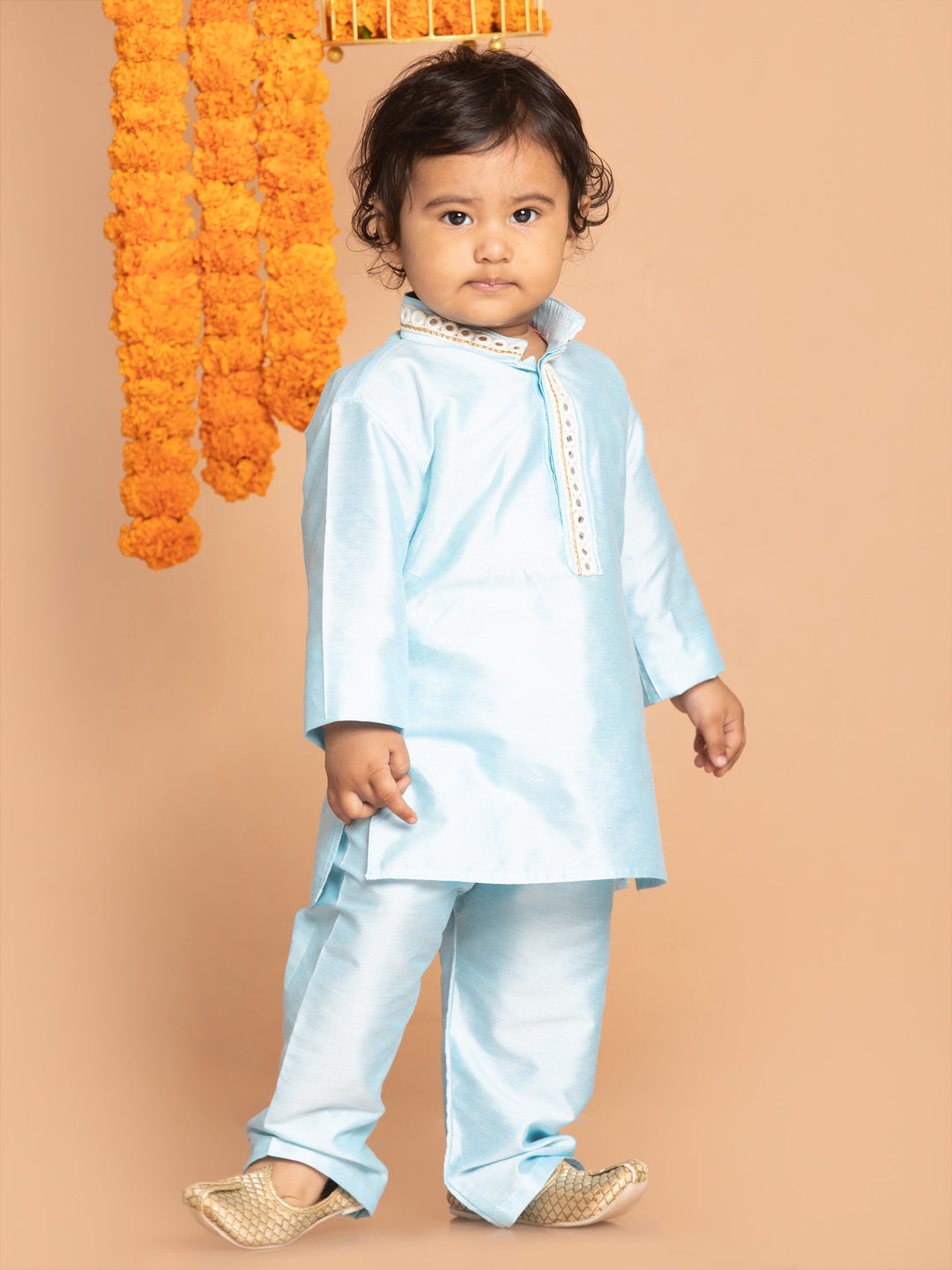 VASTRAMAY SISHU Boys' Aqua Blue Viscose Kurta and Pyjama Set - qivii
