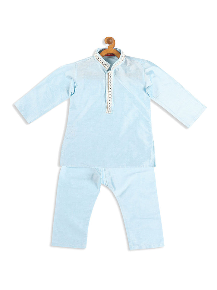 VASTRAMAY SISHU Boys' Aqua Blue Viscose Kurta and Pyjama Set - qivii