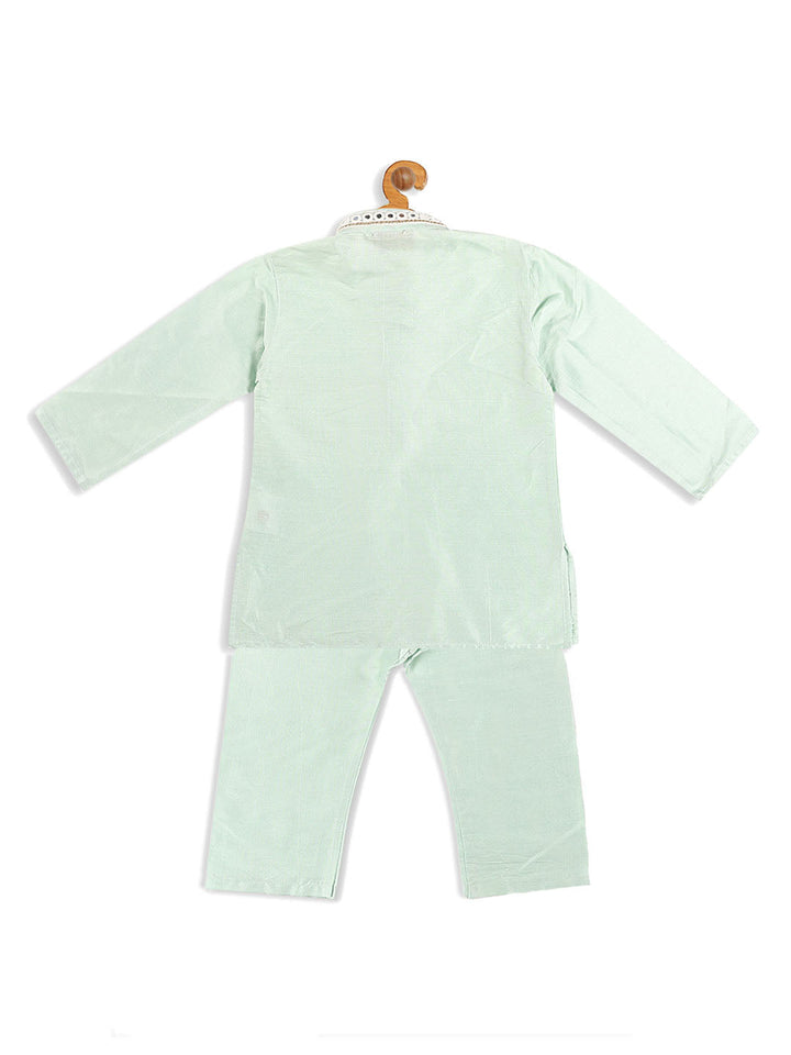 VASTRAMAY SISHU Boys' Green Viscose Kurta and Pyjama Set - qivii