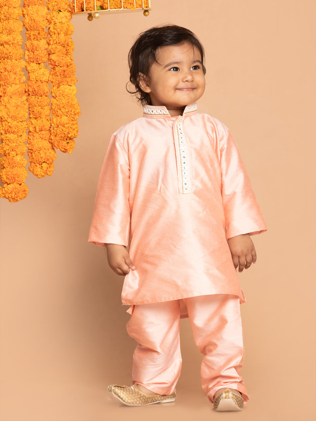 VASTRAMAY SISHU Boys' Pink Viscose Kurta and Pyjama Set - qivii