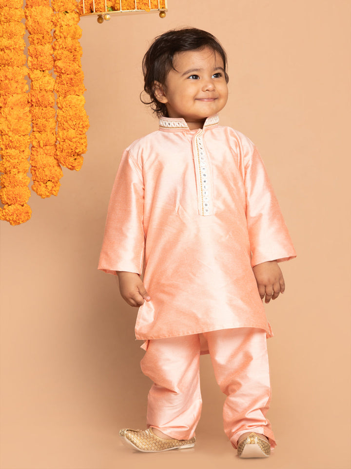 VASTRAMAY SISHU Boys' Pink Viscose Kurta and Pyjama Set - qivii