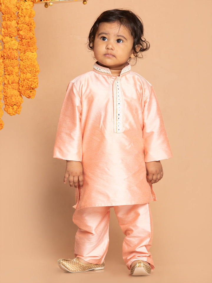 VASTRAMAY SISHU Boys' Pink Viscose Kurta and Pyjama Set - qivii