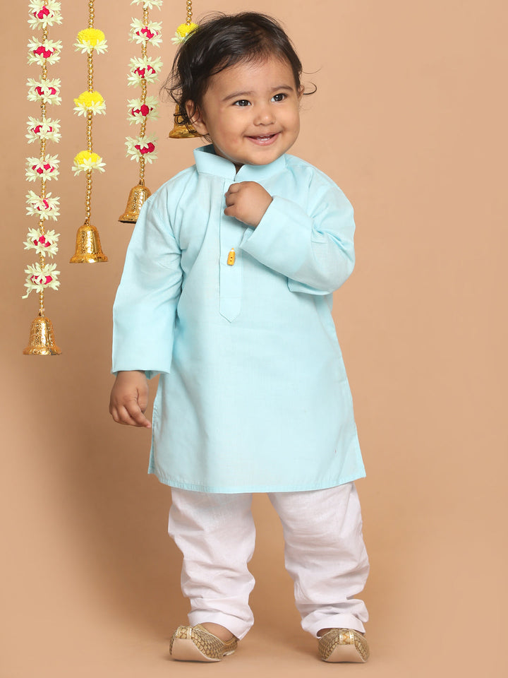 VASTRAMAY Boy's Aqua Blue Kurta - qivii
