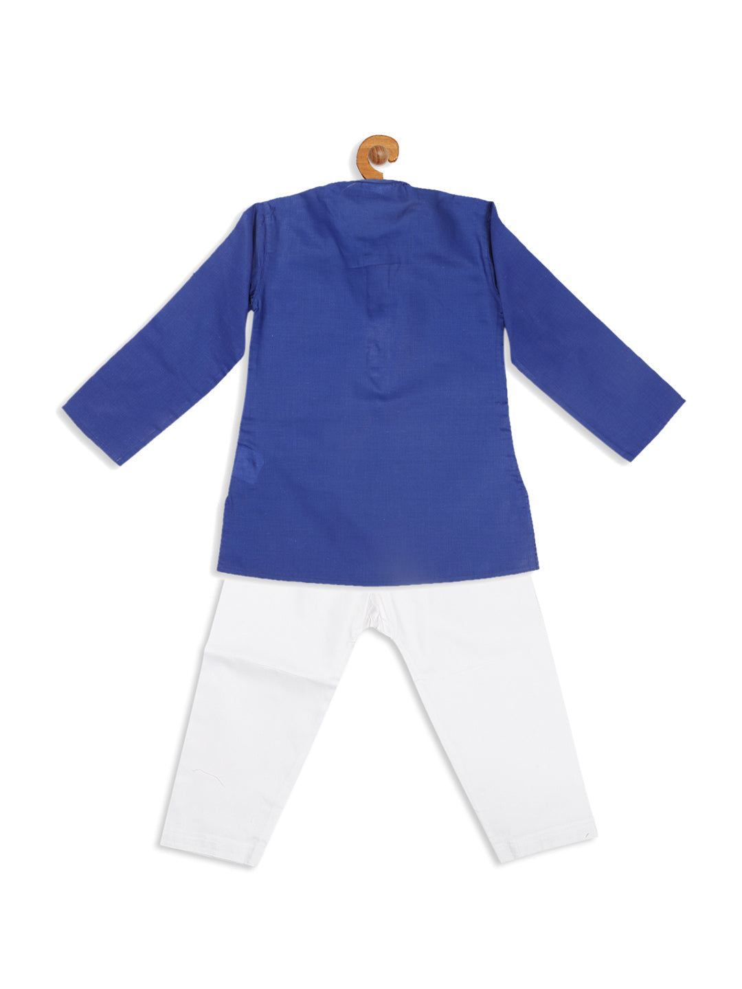 VASTRAMAY Boy's Blue Kurta With White Pyjama Set - qivii