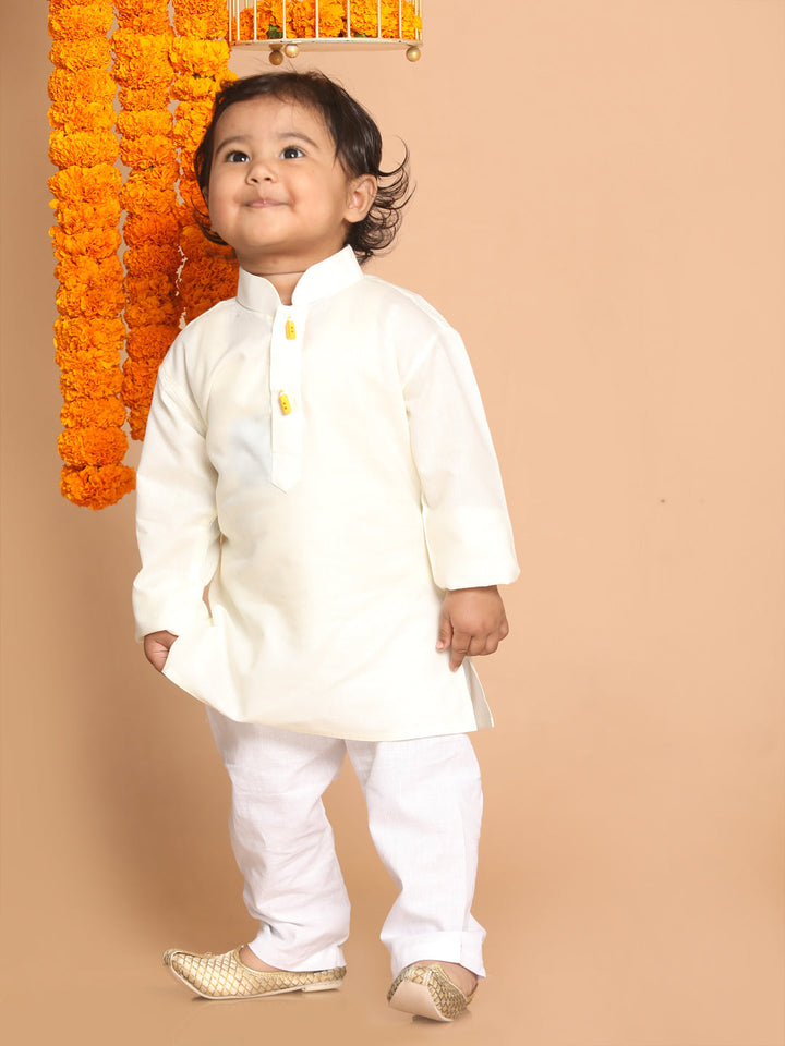 VASTRAMAY Boy's Cream Kurta - qivii