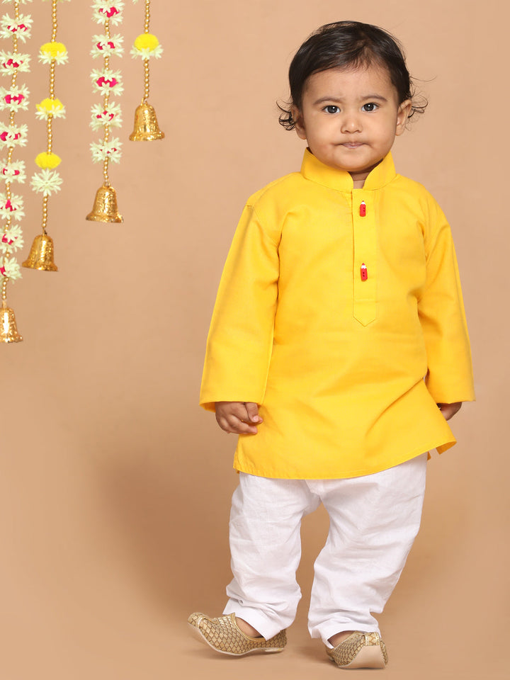 VASTRAMAY Boy's Yellow Kurta - qivii