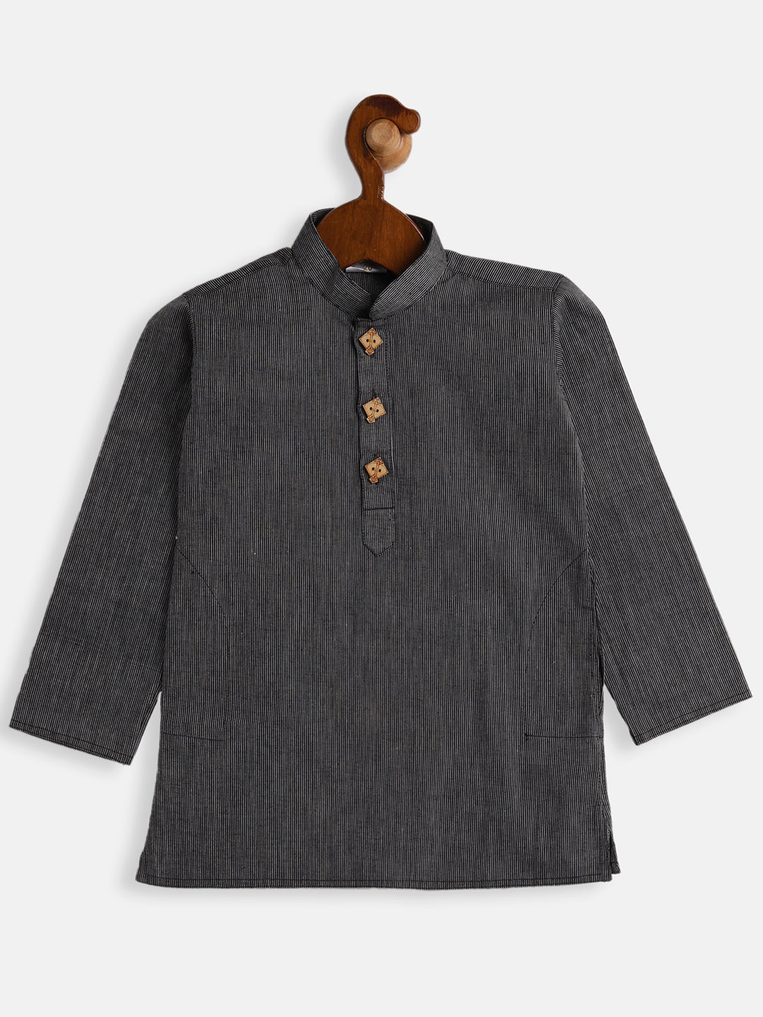 VASTRAMAY Boys Black Pure Cotton Kurta - qivii