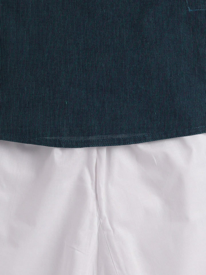 VASTRAMAY Boys Blue and White Pure Cotton Kurta Pyjama Set - qivii