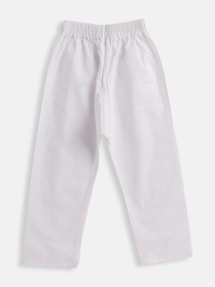 VASTRAMAY Boys Blue and White Pure Cotton Kurta Pyjama Set - qivii