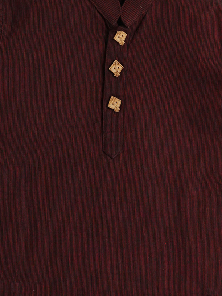VASTRAMAY Boys Maroon Pure Cotton Kurta - qivii