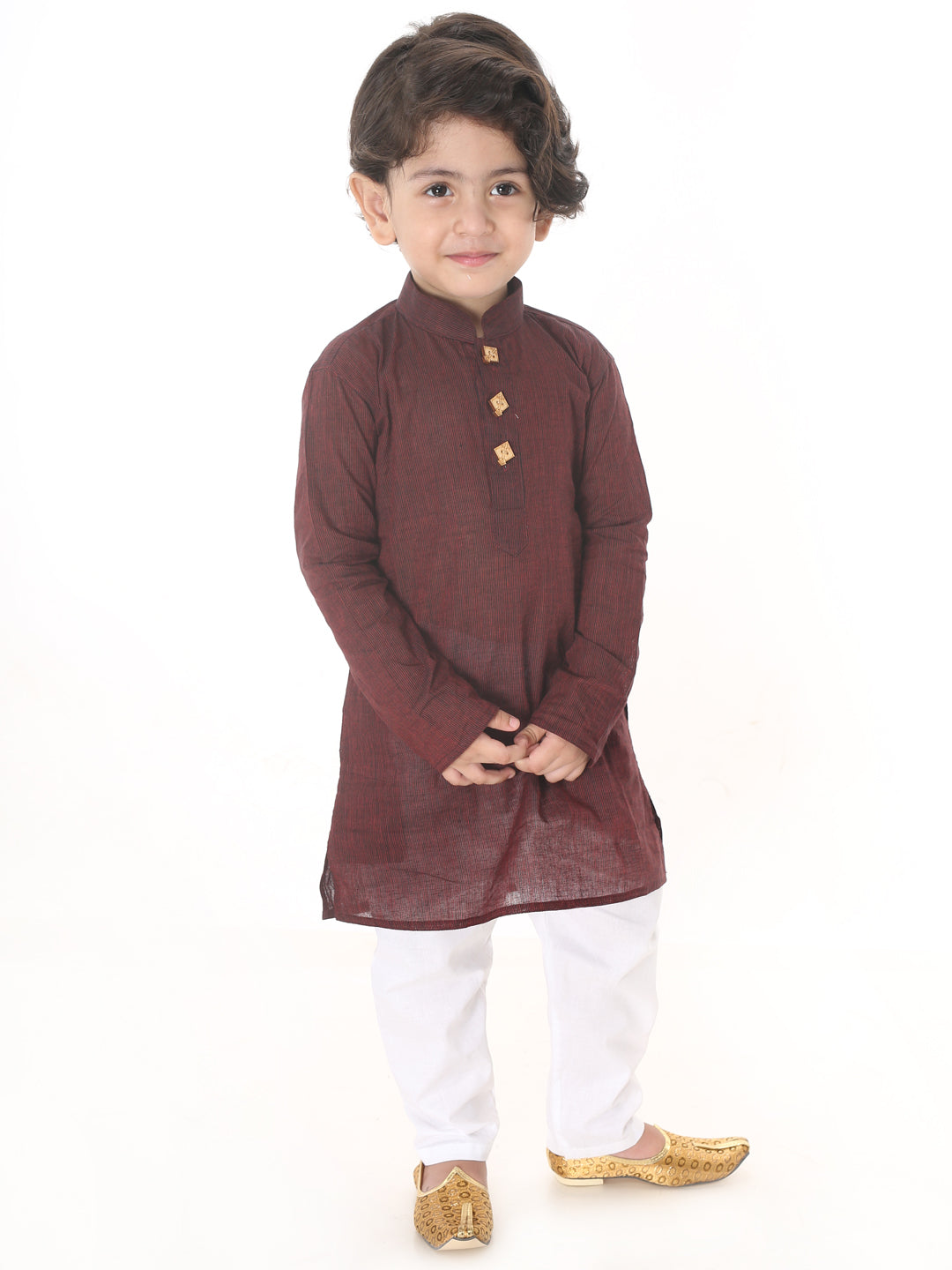 VASTRAMAY Boys Maroon Pure Cotton Kurta - qivii