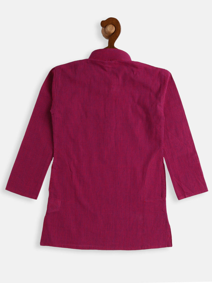 VASTRAMAY Boy's Purple Striped Pure Cotton Kurta - qivii