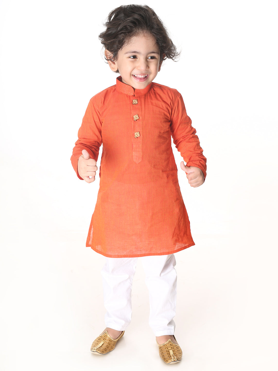 VASTRAMAY Boys Red and White Pure Cotton Kurta Pyjama Set - qivii