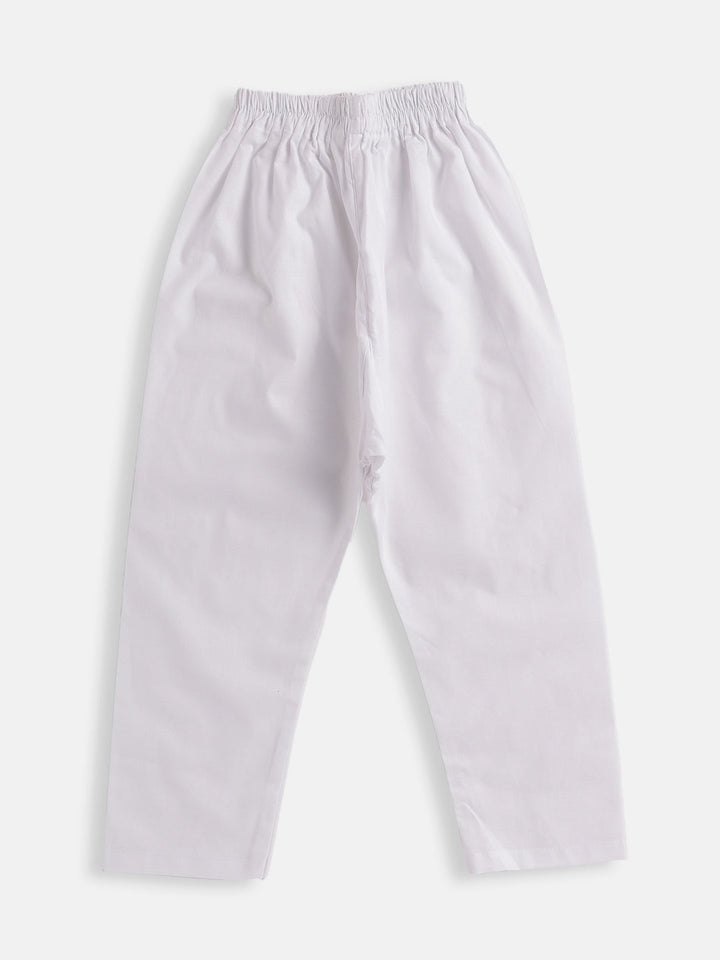 VASTRAMAY Boys Red and White Pure Cotton Kurta Pyjama Set - qivii