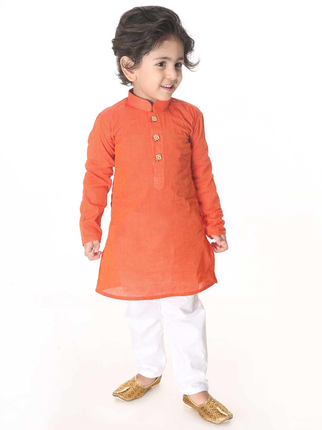 VASTRAMAY Boys Red and White Pure Cotton Kurta Pyjama Set - qivii